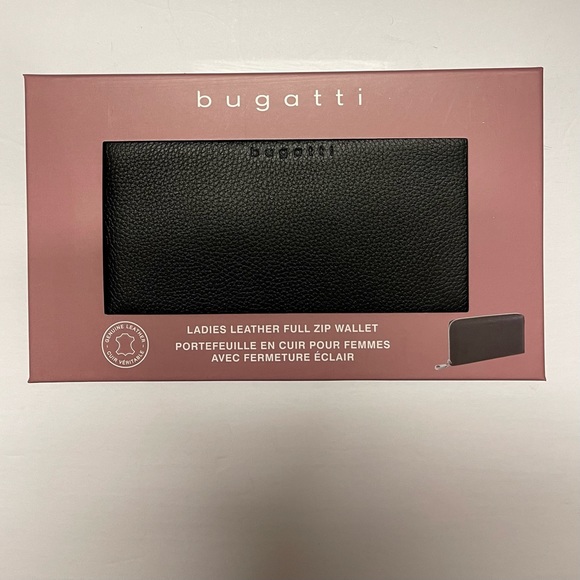 Bugatti Genuine Black Leather Full Zip Wallet for Purse or on own - Picture 2 of 9